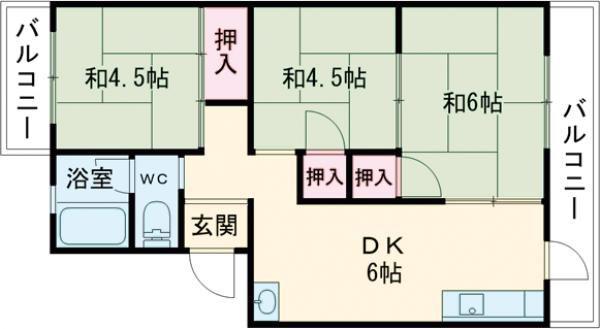 飯田マンション(3DK/3階)の間取り写真