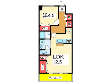 アドラブール文京町(1LDK/4階)の間取り写真