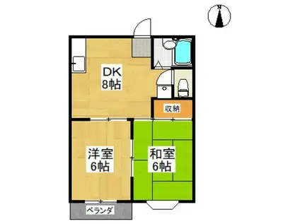 ニューハウンD(2DK/2階)の間取り写真