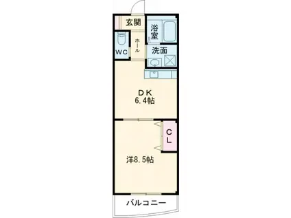 アベニールK(1DK/1階)の間取り写真