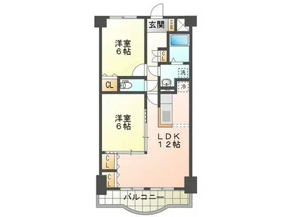エクセレンスローベン(2LDK/2階)の間取り写真
