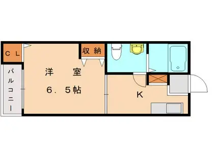 レイクサイドI(1K/3階)の間取り写真