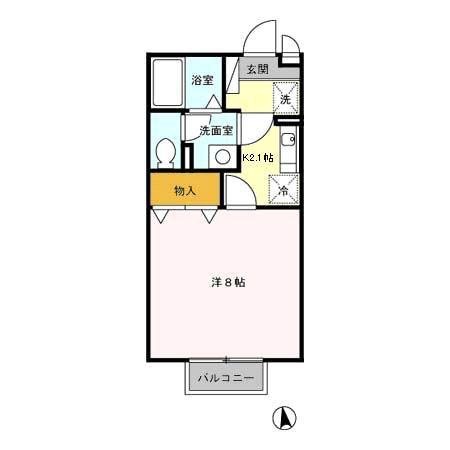 セジュールFK(1K/2階)の間取り写真