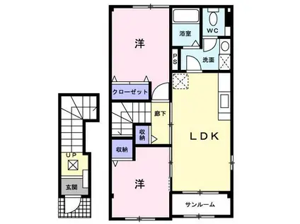 グラン・マティスC(2LDK/2階)の間取り写真