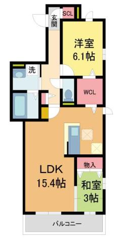 トリシア上甲子園(2LDK/2階)の間取り写真
