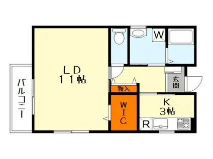 ビエノス西渋川(1K/1階)の間取り写真