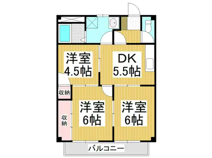 シンシア(3DK/2階)の間取り写真