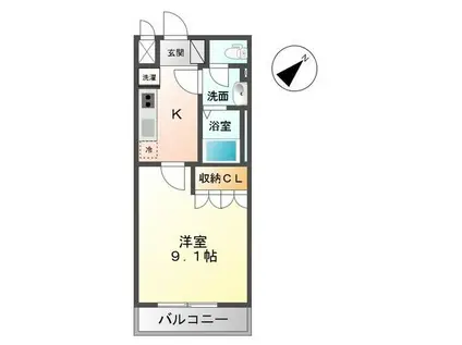 ウィングコート(1K/2階)の間取り写真