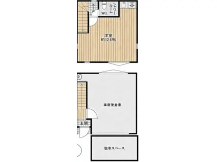 門真市小路町ガレージハウス(ワンルーム/2階)の間取り写真