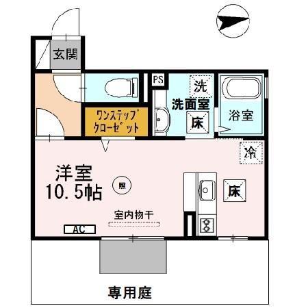 D-ROOM フィット(ワンルーム/1階)の間取り写真