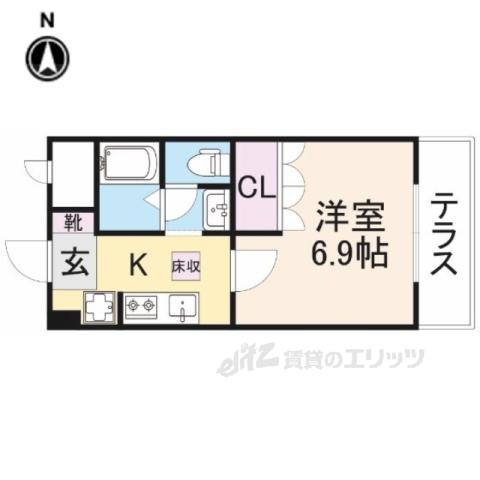 レジェンドール西ノ京(1K/2階)の間取り写真
