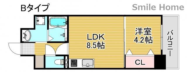 グランパシフィック帝塚山INNOVATION(1LDK/9階)の間取り写真
