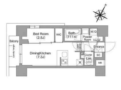コンフォリア・リヴ新中野サウス(1DK/4階)の間取り写真