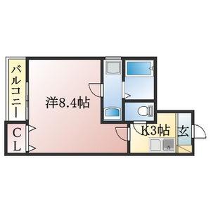 クレフラスト高丘B(1K/2階)の間取り写真