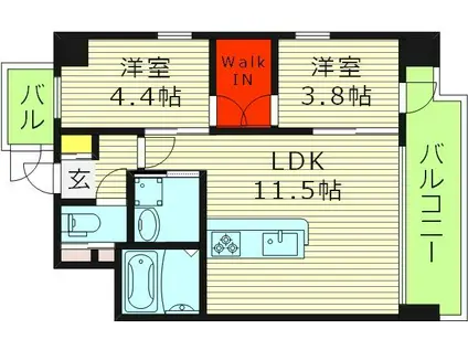 GIOIAALTIRI(2LDK/12階)の間取り写真