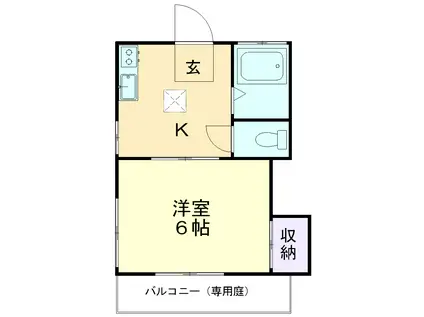 ホークス和香(1K/1階)の間取り写真