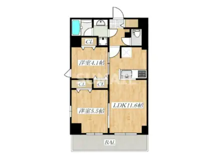 クラウンマンション椿(2LDK/3階)の間取り写真