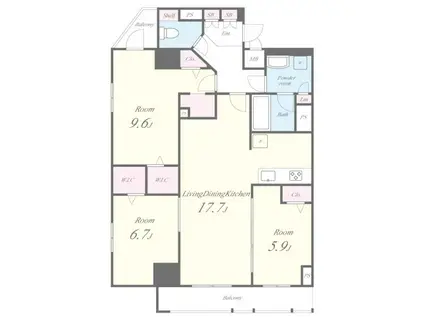 JPT RESIDENCE(3SLDK/12階)の間取り写真