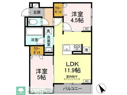 ASSET-COURT元横山町(2LDK/3階)の間取り写真