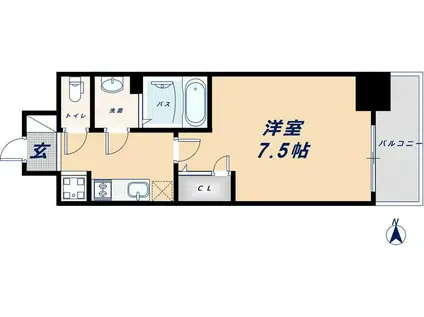 ファステート難波ウエストディオン(1K/13階)の間取り写真