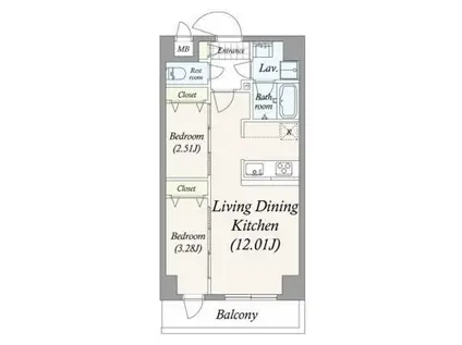 GRAN PASEO 谷在家(2LDK/7階)の間取り写真