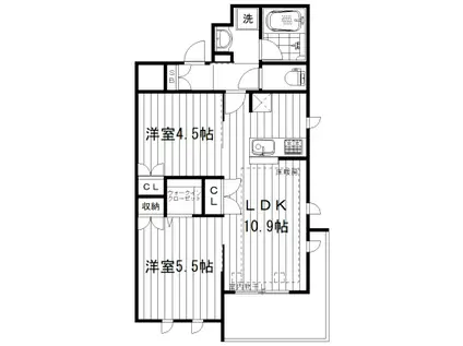 エスポワールNH(2LDK/2階)の間取り写真