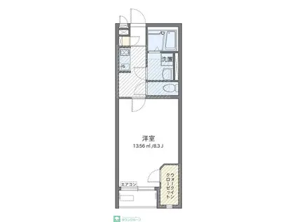 ミランダル シエル II(1K/1階)の間取り写真
