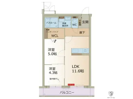 ラフォーレ西可児(2LDK/2階)の間取り写真