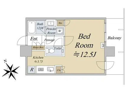 シティタワー新宿(1K/18階)の間取り写真