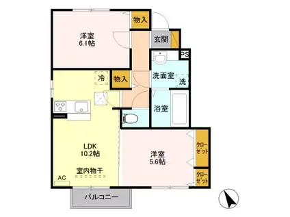 グラン・ヴィラージュイースト(2LDK/1階)の間取り写真