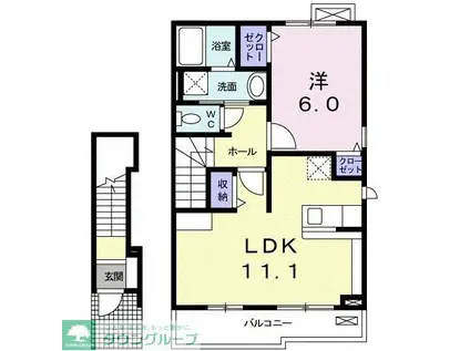 レガーロ(1LDK/2階)の間取り写真