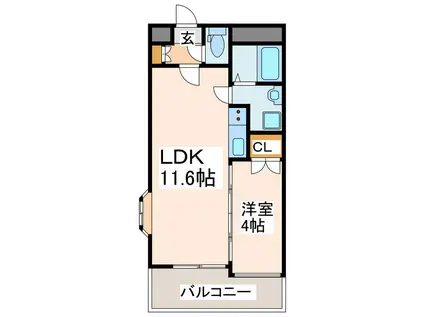 ラ・カーサ神水(1LDK/3階)の間取り写真