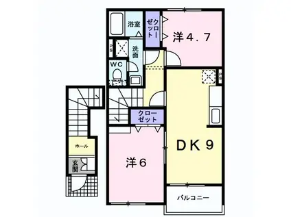 サニーサイトヴィラ(2DK/2階)の間取り写真