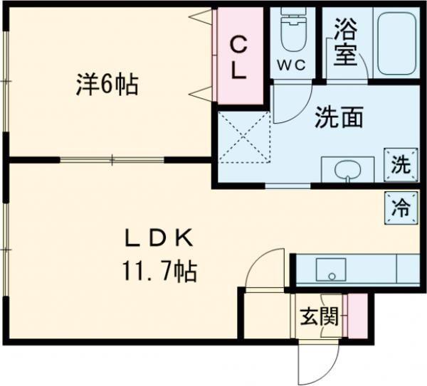 グレイエリア(1LDK/4階)の間取り写真