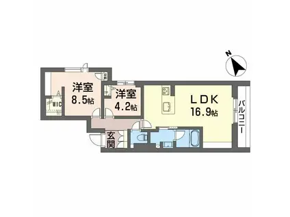 ツヴェルフII(2LDK/2階)の間取り写真