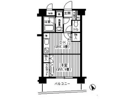 BAY・ウエスト(1DK/5階)の間取り写真