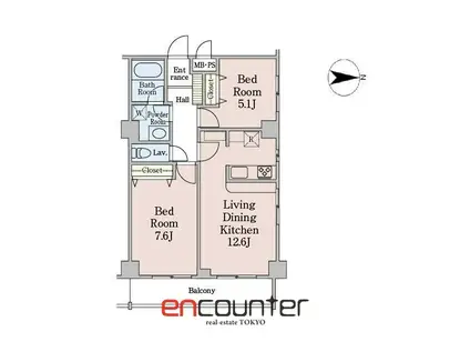 グランディール渋谷神泉(2LDK/2階)の間取り写真