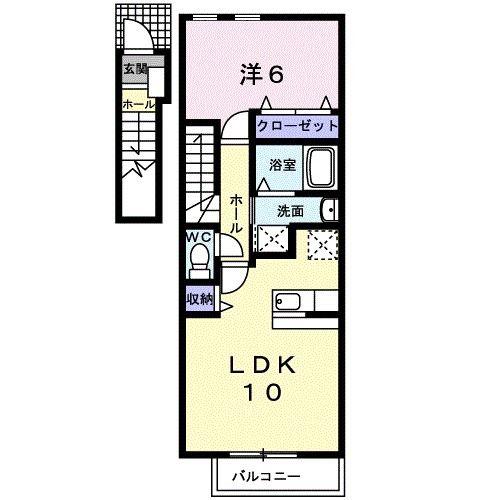キャトル・セゾンII(1LDK/2階)の間取り写真