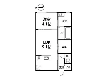ヘルベチカ(1LDK/2階)の間取り写真