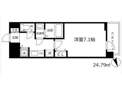 ラヴ神戸三宮(1K/13階)の間取り写真
