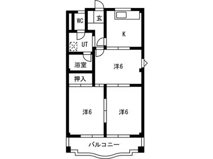 クオリティパレス(3K/3階)の間取り写真