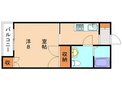 ライフインアカマ(1K/3階)の間取り写真