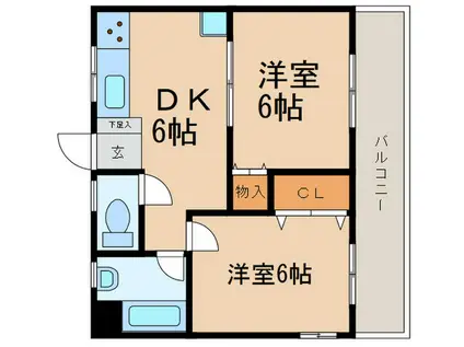 橋本ビル(2DK/2階)の間取り写真