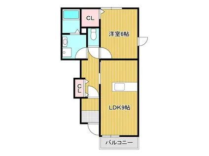 ENCIAIII棟(1LDK/1階)の間取り写真