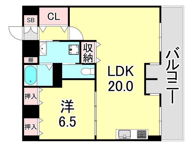 ソフィットクラブ(1LDK/7階)の間取り写真