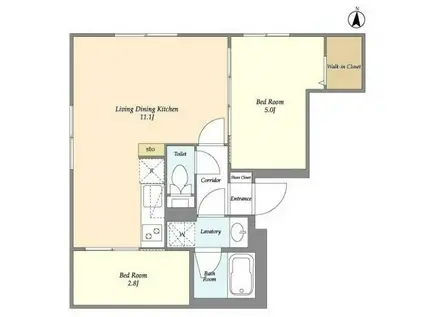 ウェルスクエアイズム下北沢ウエスト(1SLDK/1階)の間取り写真