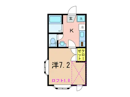 ＪＲ越後線 内野駅 徒歩6分 2階建 築29年(1K/2階)の間取り写真