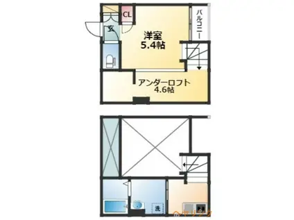 カーサ9名駅(1K/2階)の間取り写真