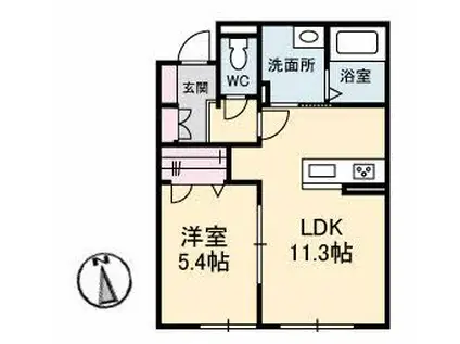 プラセール(1LDK/1階)の間取り写真