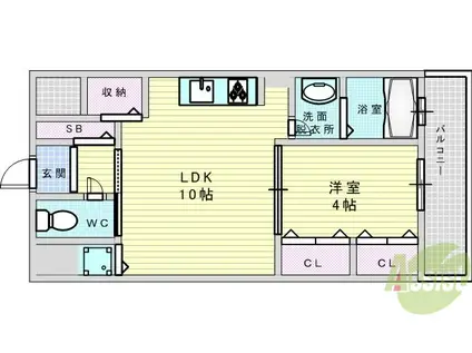 MID COURT 新大阪(1LDK/7階)の間取り写真